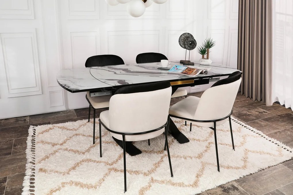 Set de scaune de sufragerie Dore Black and Cream,2 buc.