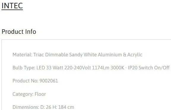 Lampa de podea LED design modern INTEC, alb