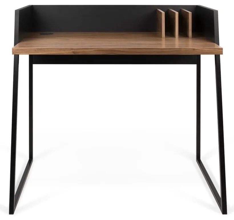 Birou TemaHome Volga, cu aspect de lemn de nuc - negru