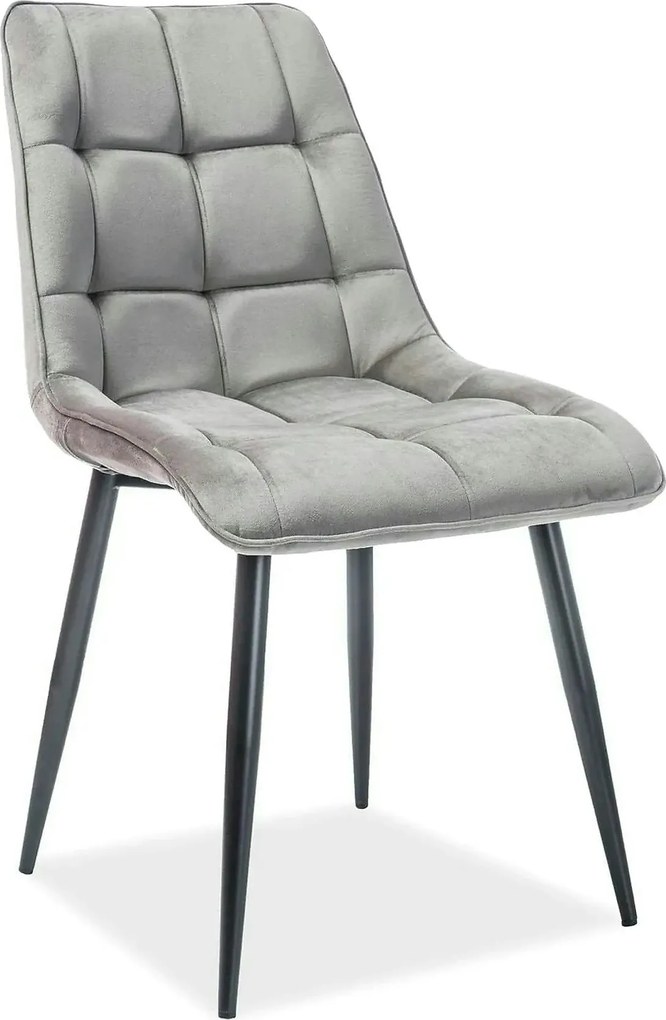 Scaun tapitat stofa CHIC, catifea gri - Bluvel 14, 50x58x88 cm