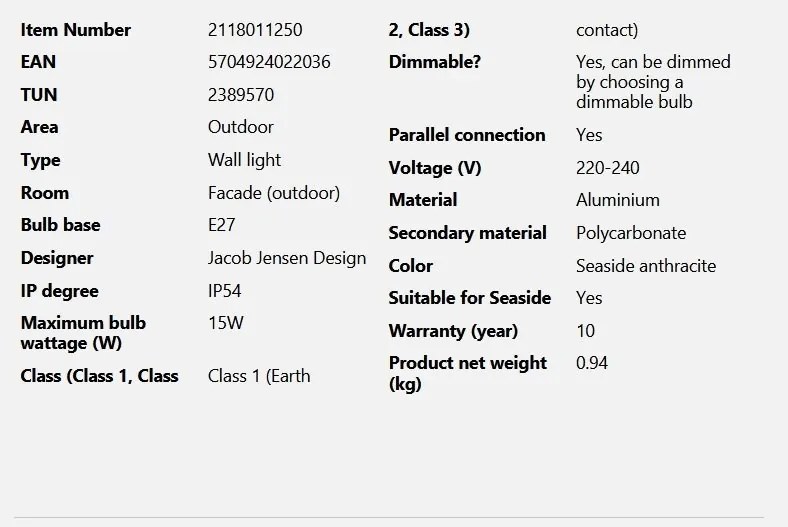 Aplica de perete exterior design nordic IP54 Aludra seaside anthracit