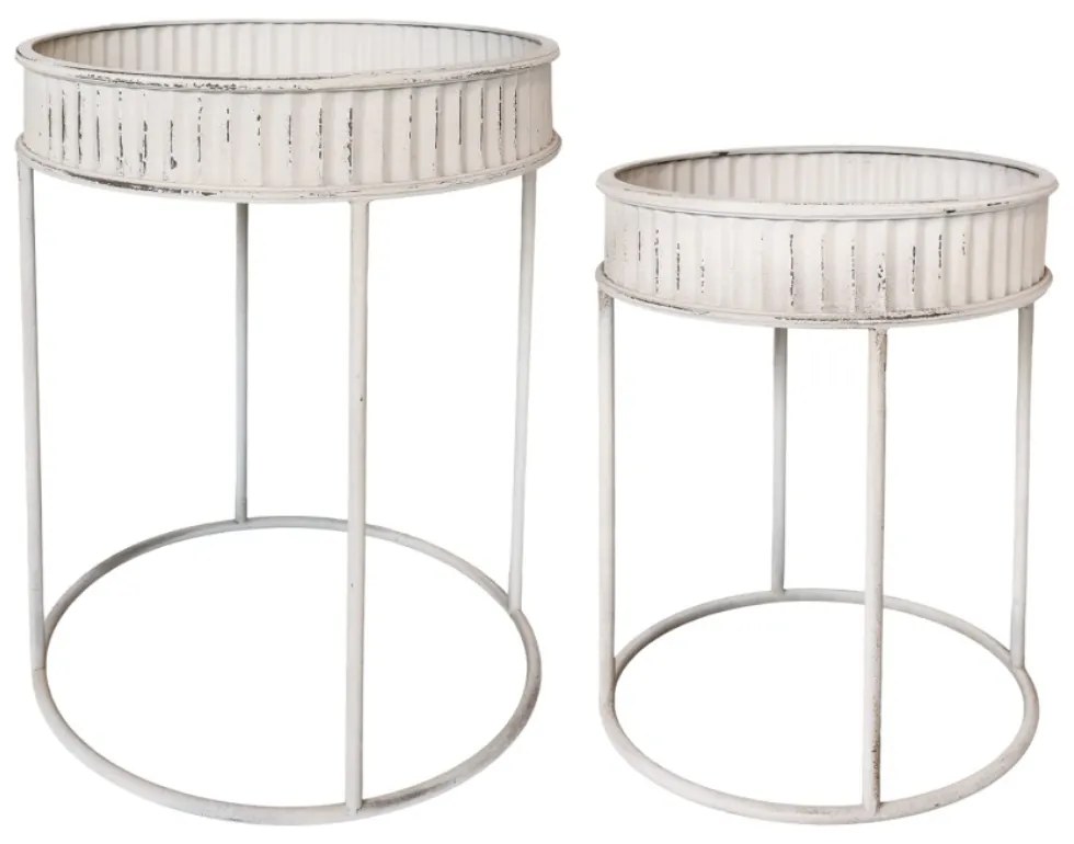 Set 2 masute din metal si MDF, cu margini decorative