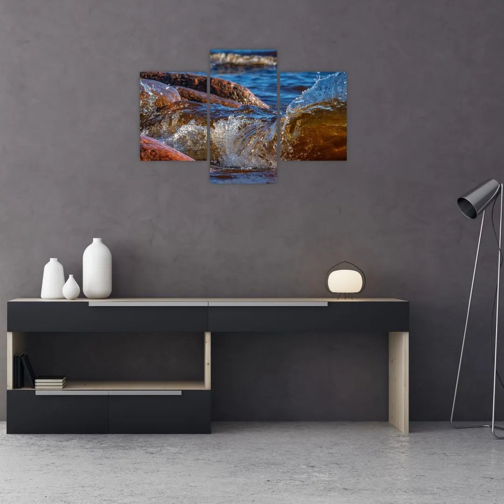 Tablou detailat - apa între pietre (90x60 cm)