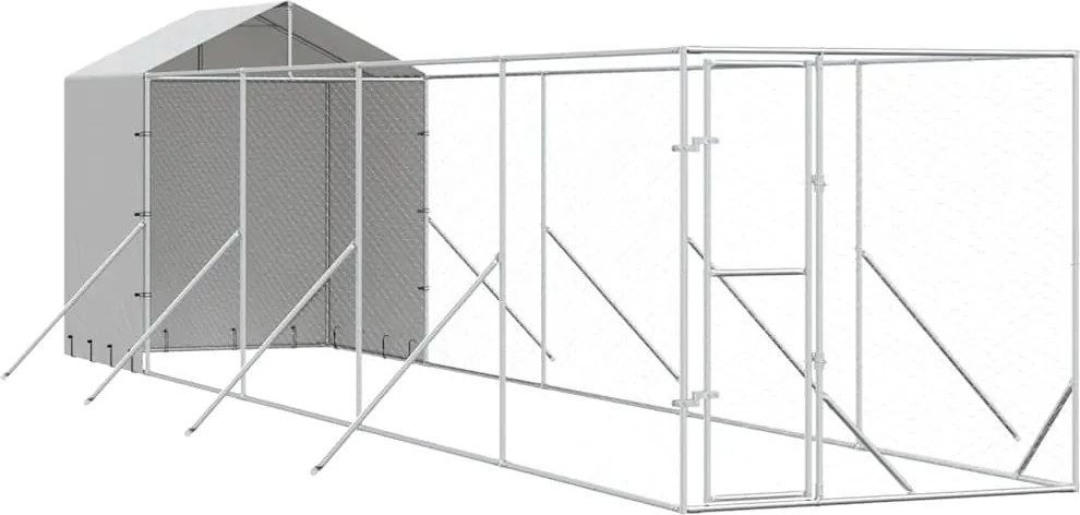 vidaXL Padoc exterior cu acoperiș argintiu 2x10x2,5 m oțel galvanizat