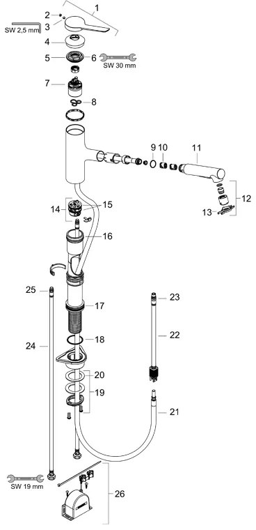 Baterie de bucatarie, Hansgrohe, Zesis M33 150, sBox, crom