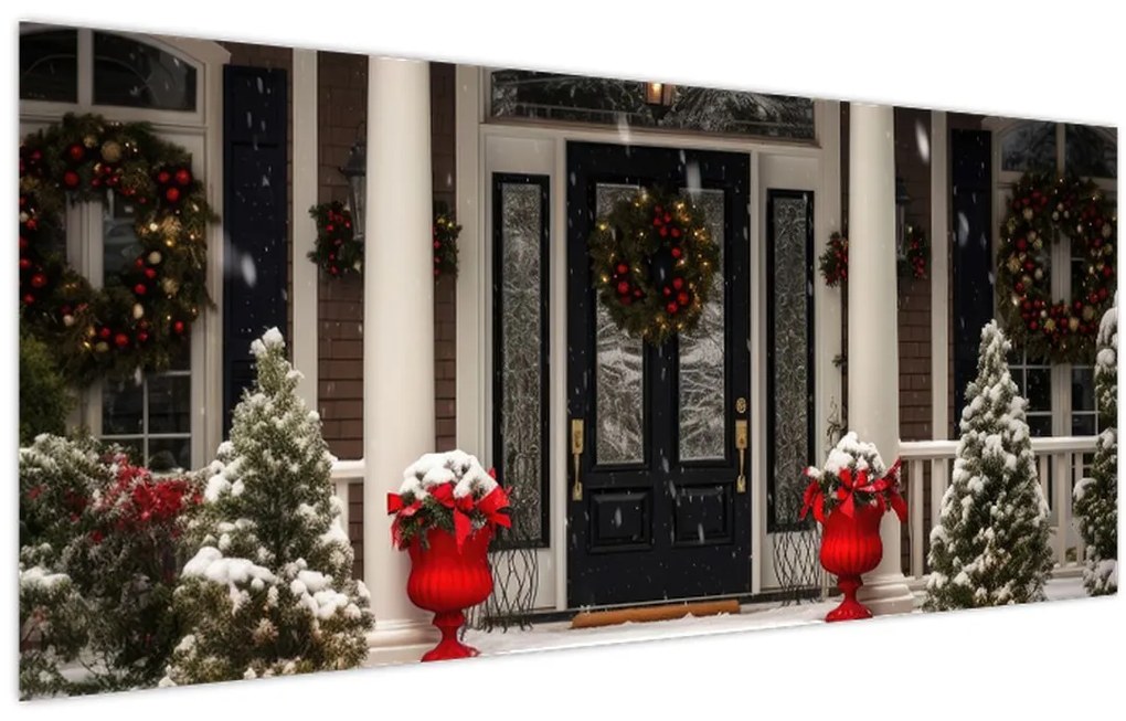 Tablou - Casa decorată de Crăciun (120x50 cm)