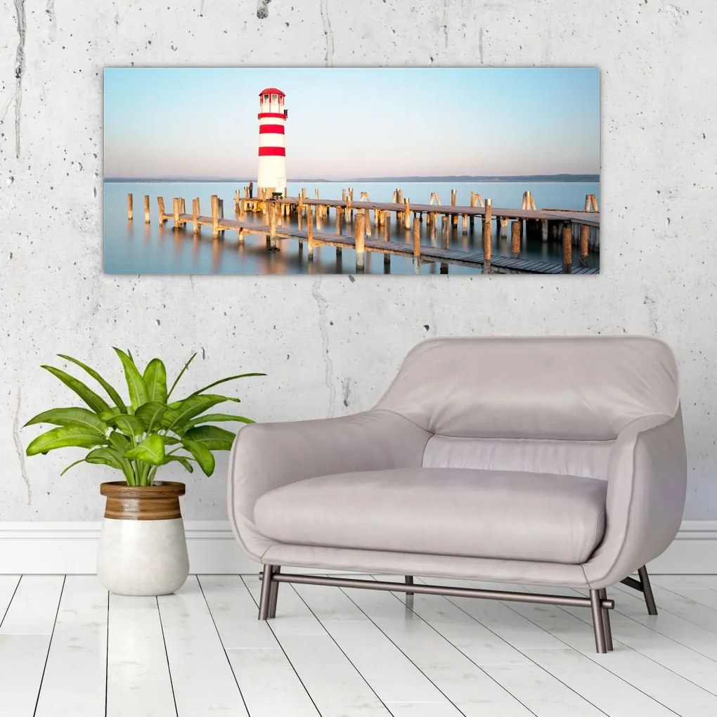 Tablou cu far la răsărit de soare (120x50 cm)