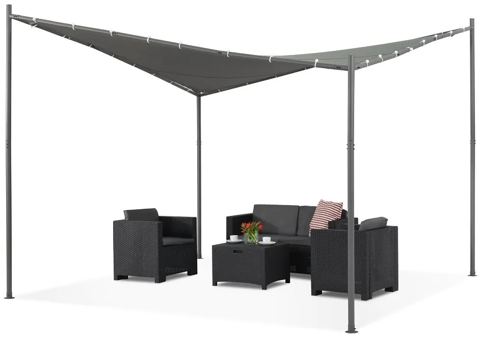 Pergolă de terasă din antracit Mallorca 3,5 x 3,5m Garden Point