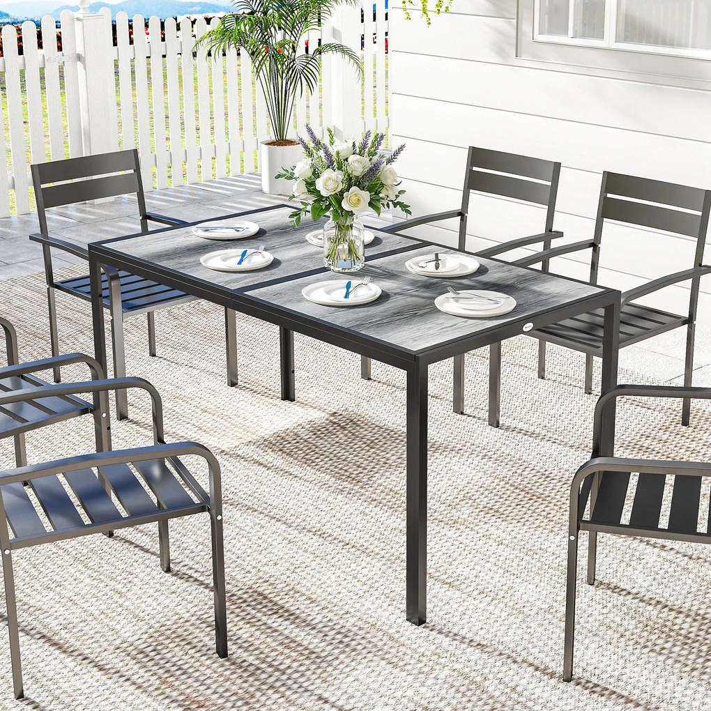 Outsunny Masă de grădină exterior pentru 6 persoane, balcon pentru terasă, pentru dining în aer liber | Aosom Romania