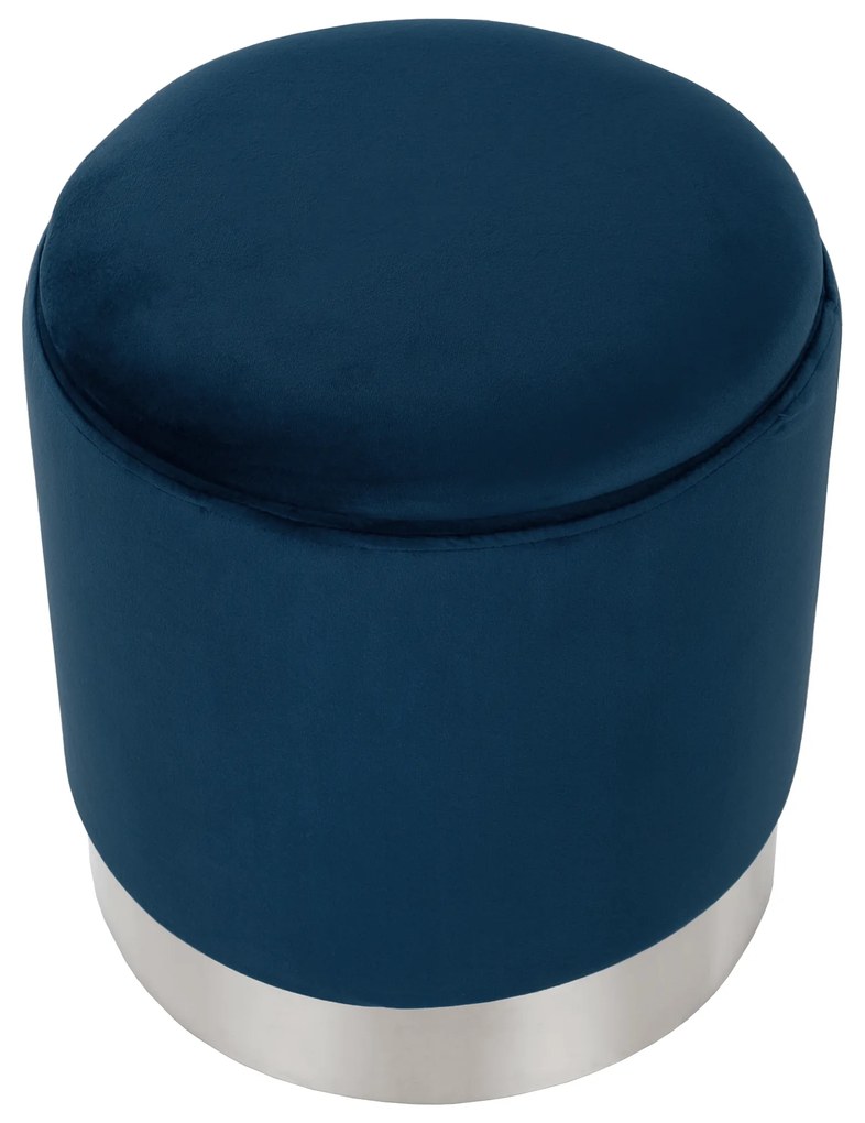 Taburet, catifea albastru Velvet/crom argintiu, DARON