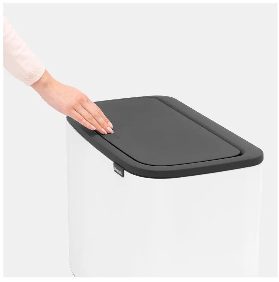 Coș de gunoi alb de reciclat/cu senzori de atingere din oțel 34 l Bo Touch Bin – Brabantia