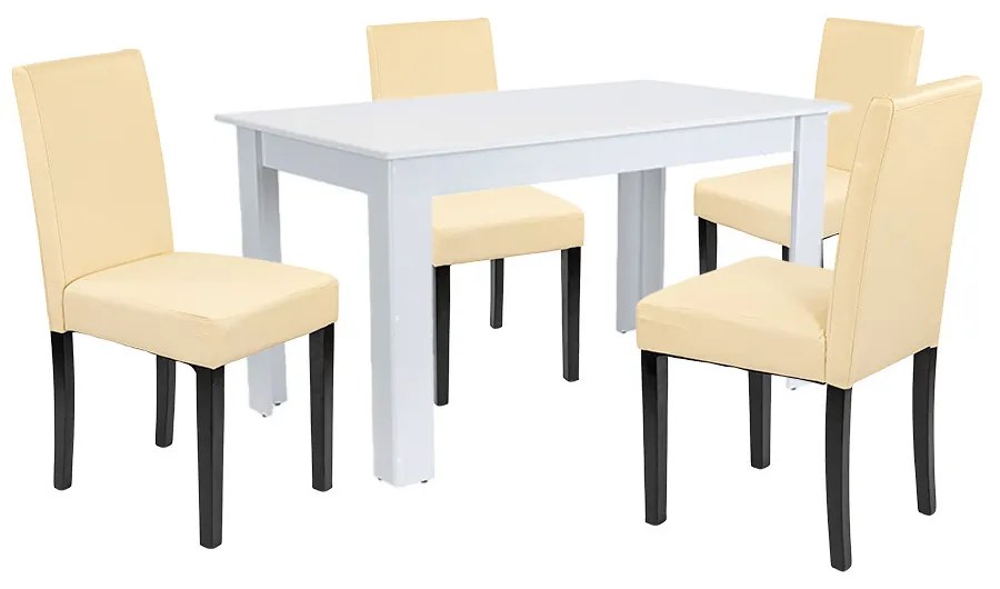 Set de masă Leon 4+1 alb-bej