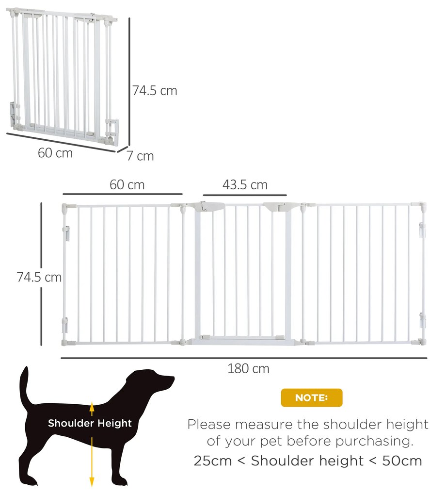 PawHut Gard Pliabil și Modular pentru Câini cu 3 Panouri Alb | Aosom Romania