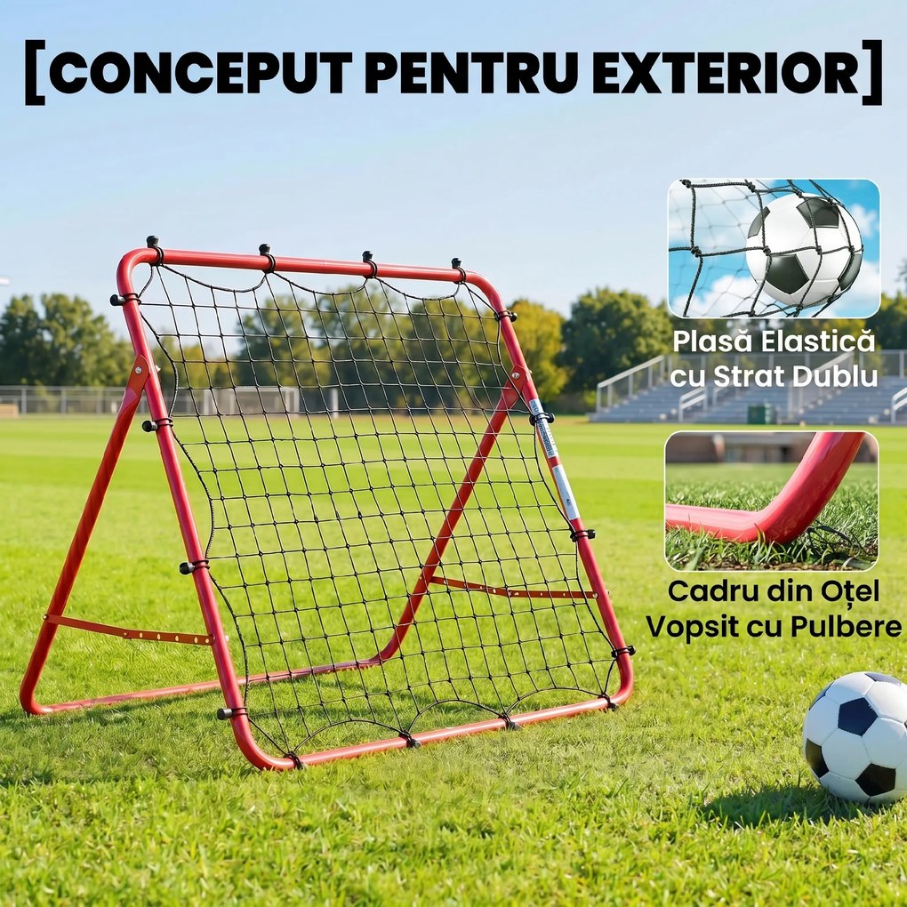 SPORTNOW Plasă Rebounder pentru Fotbal, Ușor de Montat, cu 5 Unghiuri Ajustabile, Echipament Portabil pentru Antrenament și Practică de Fotbal, Baseball și Softball în Grădină sau în Parc | Aosom Romania