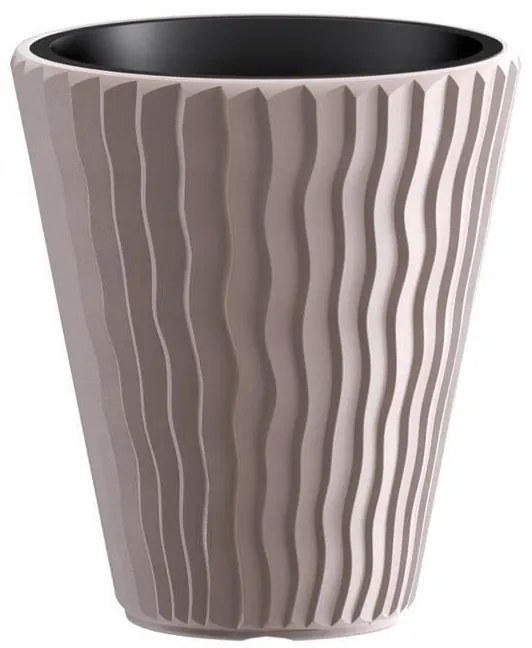 Ghiveci decorativ de flori, rotund, cafeniu, 29.7x33 cm, Sandy