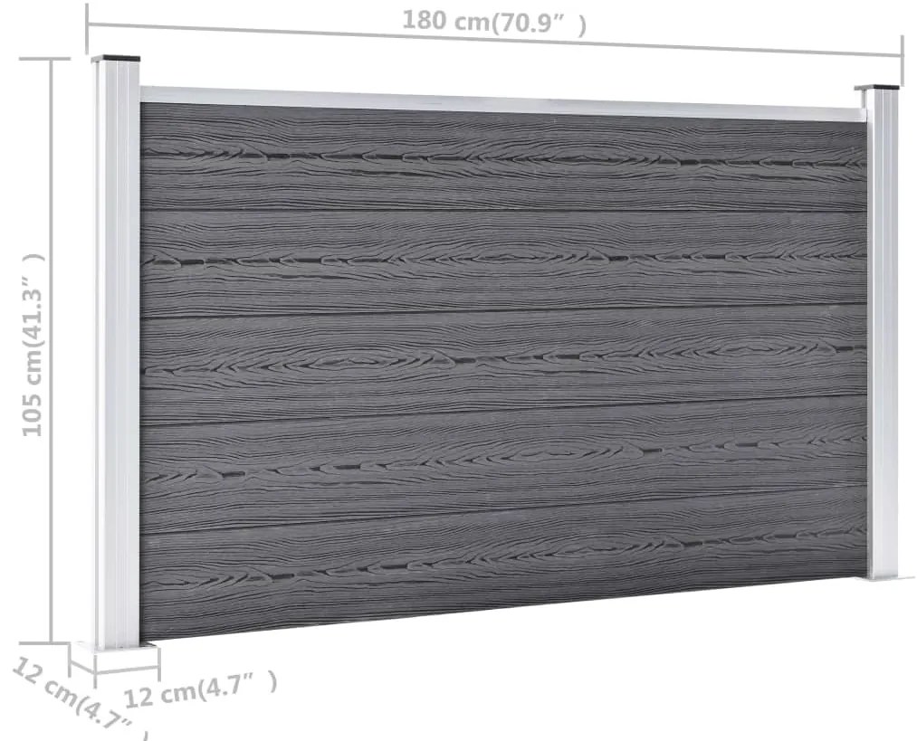 Gard de gradina, gri, 353 x 106 cm, WPC 1, Gri, 2 sectiuni