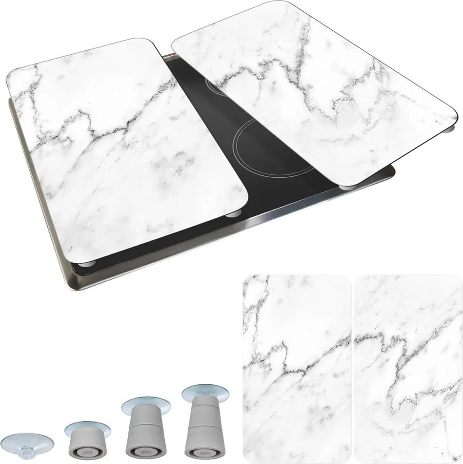 Set 2 protecții din sticlă pentru aragaz Wenko Marble, 52 x 30 cm