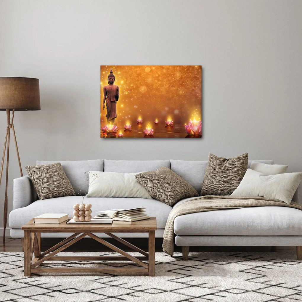 Tablou - Buddha în sclipici auriu (70x50 cm)
