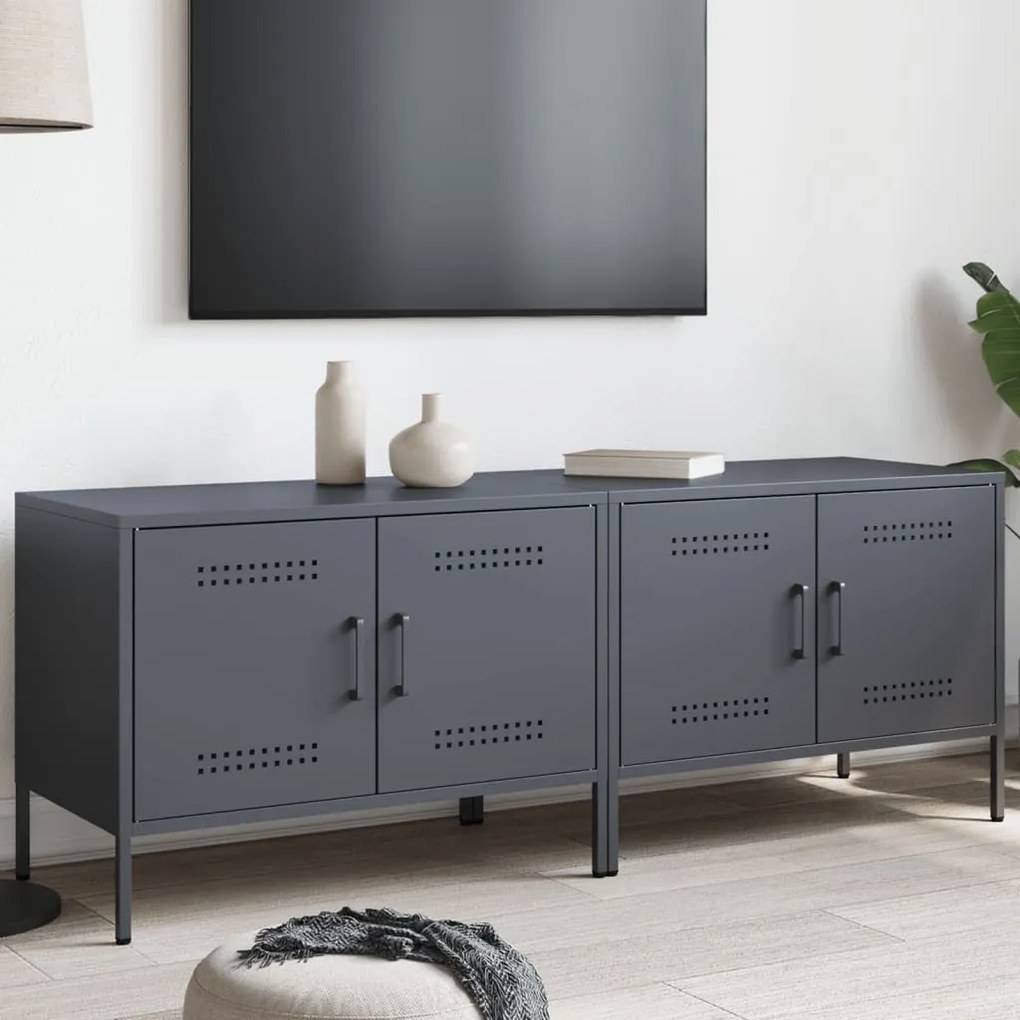 vidaXL Dulapuri TV, 2 buc., antracit, 68x39x50,5 cm, oțel