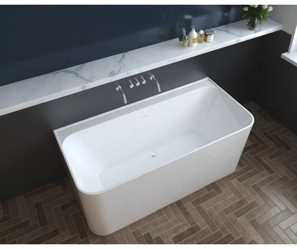 Cada freestanding Rune Algiz acril alb mat 160x75 cm lipita de perete, BTW