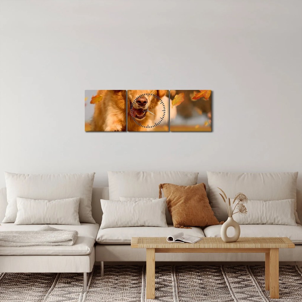 Tablou - Golden Retriever (cu ceas) (90x30 cm)