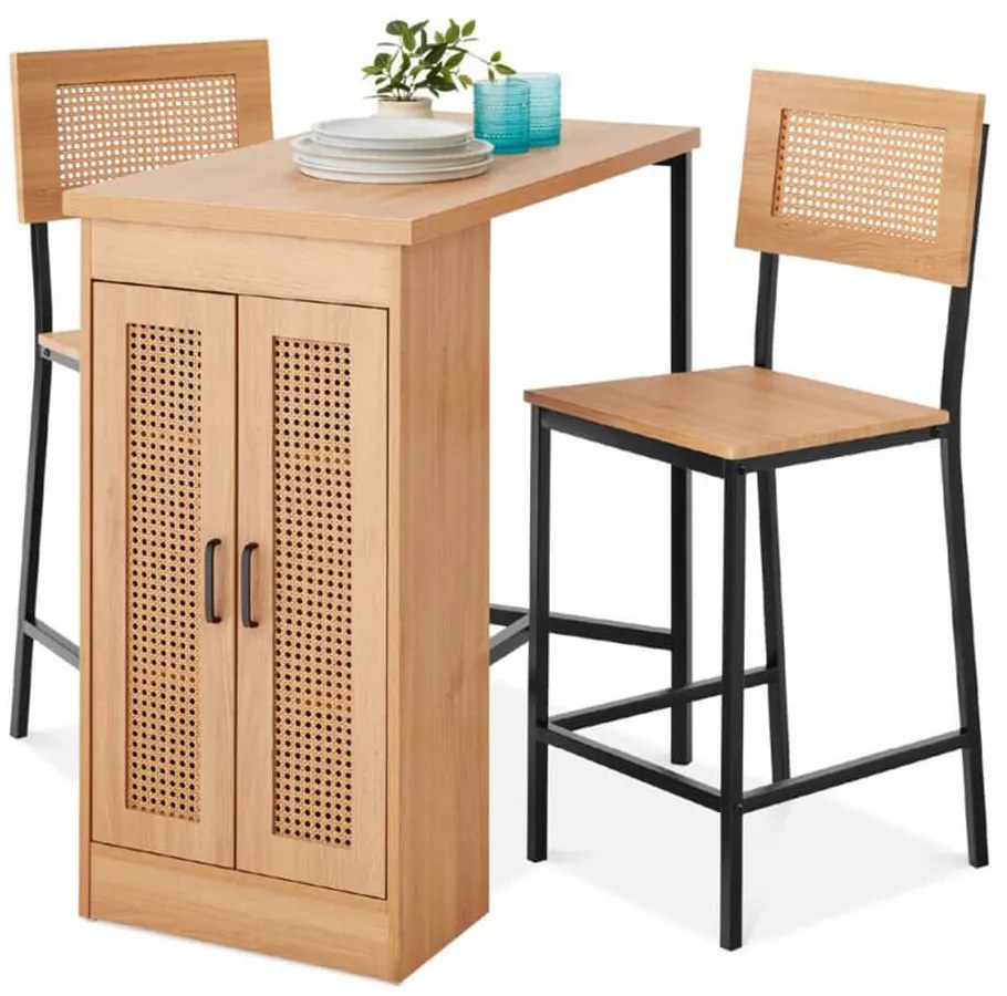 Set de dining elevat cu 3 piese și spațiu de depozitare