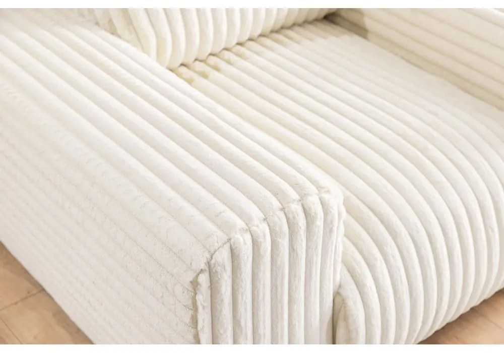 Canapea crem cu tapițerie din catifea reiată 178 cm Justin – Ropez