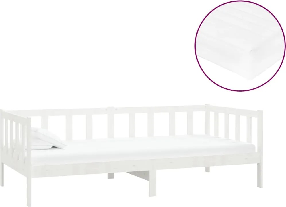 vidaXL Pat de zi cu saltea, 90x200 cm, lemn masiv de pin