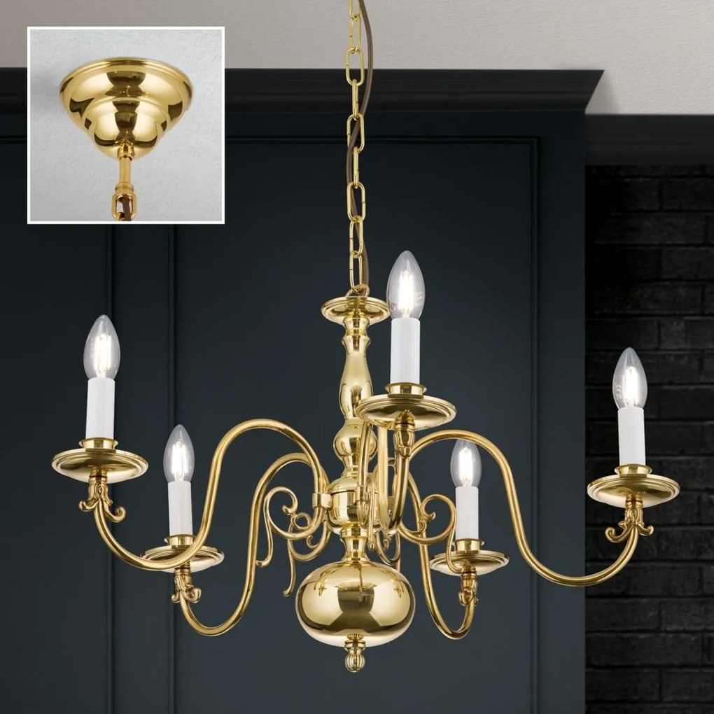 Candelabru 5 brate design clasic FLAMISCH, alama lucioasa