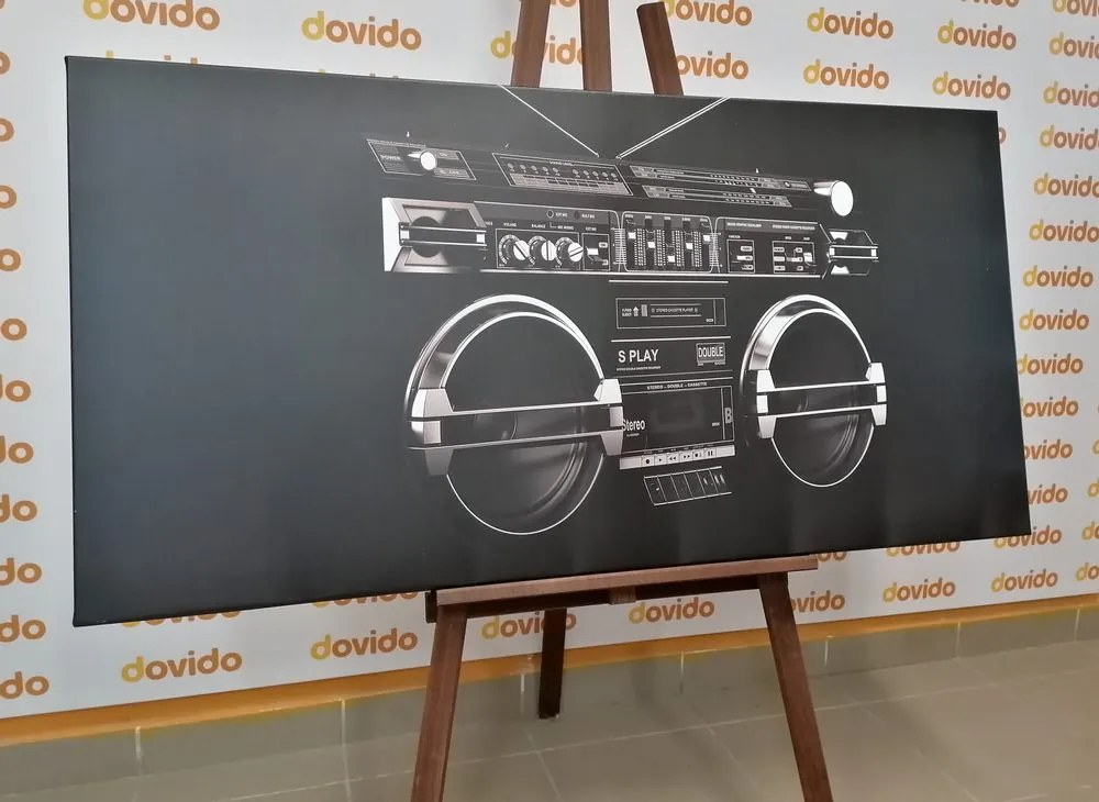 Tablou disco radio din anii 90 în design alb-negru