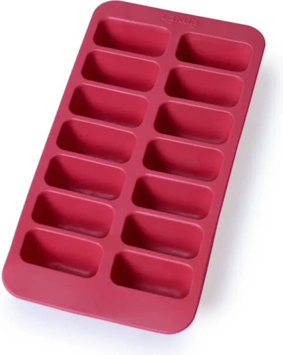 Forma cuburi de gheata cu capac Lekue 1009043, 23 x 11,8 x 3,2 cm, 14 cuburi dreptunghiulare, -40 +60°C, Rosu