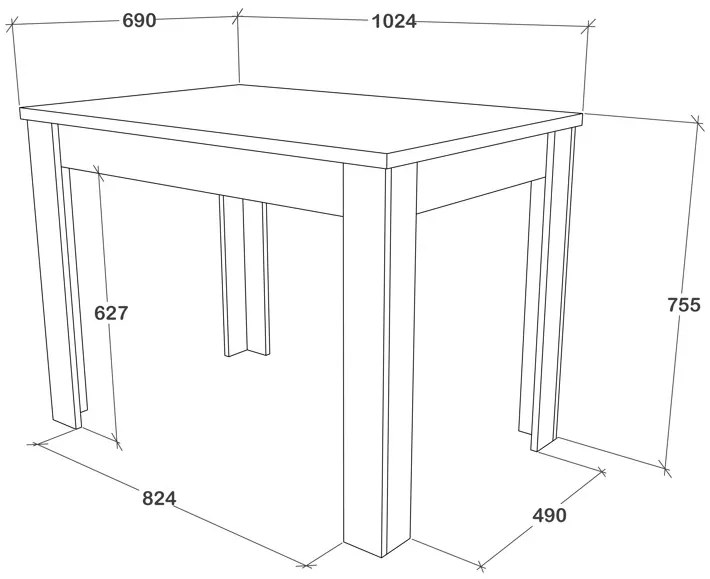 Masa bucatarie haaus Zeta, Lemn Natural/Alb, 102 x 69 x 75 cm