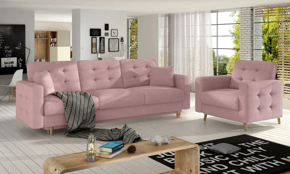 Set de canapea extensibila 235 x96 x86 cm si fotoliu 107 x 92 86 cm, Asgard 3+1, Eltap