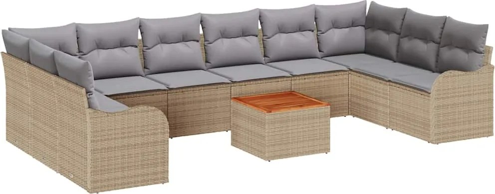 vidaXL Set de canapele pentru grădină 10 pcs Beige și gri deschis