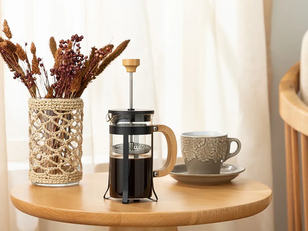 Eleganță Borosilkat Glass French Press Negru