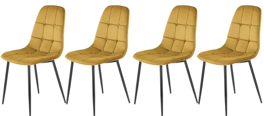 Set 4 scaune K417 velvet mustariu