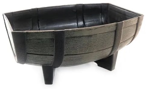 Ghiveci pentru flori, model butoi natural, 41x29x19 cm