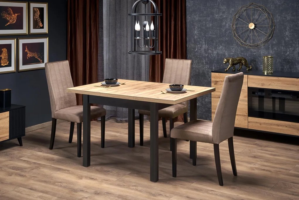 Masa patrata Tiago extensibila L90-125 cm stejar craft/negru