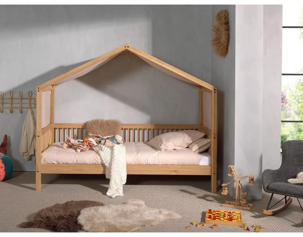 Draperie pentru copii maro deschis pentru pat din bumbac 86x414 cm Forrest – Vipack