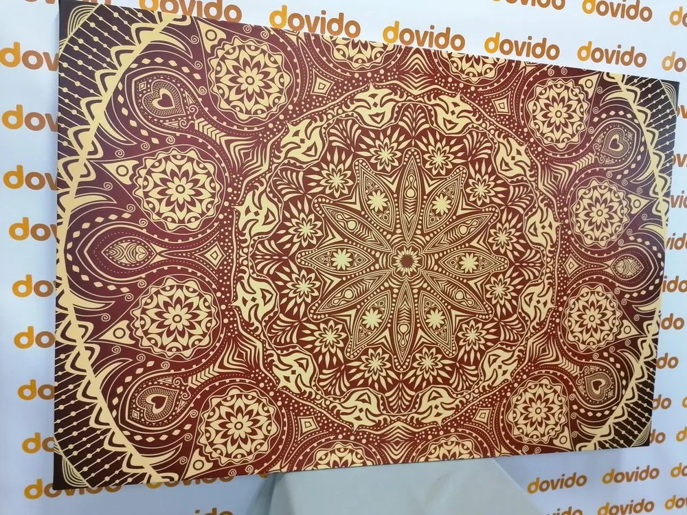 Tablou Mandala ornamentală cu dantelă în culoarea vișinie