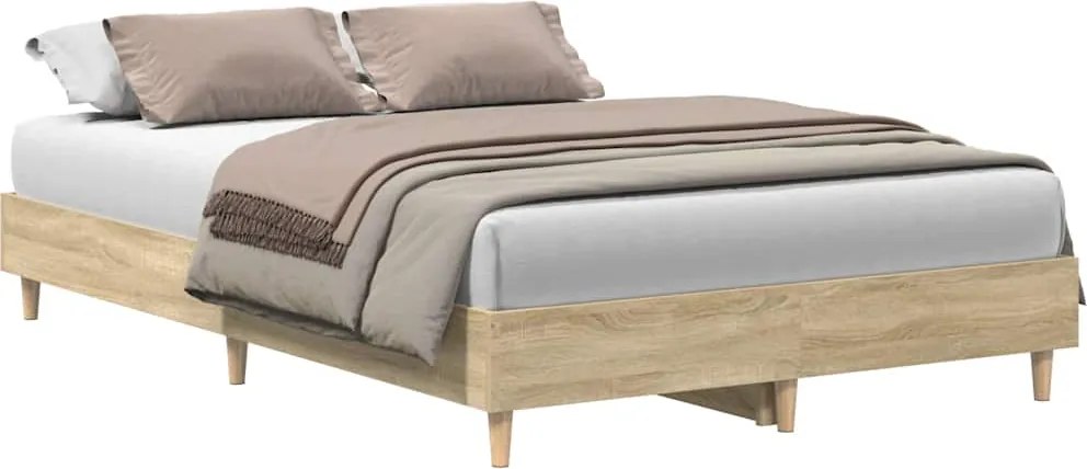 vidaXL Cadru pat fără saltea Stejar Sonoma 120x200 cm Lemn prelucrat