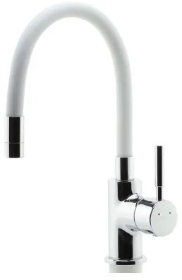 Baterie de chiuvetă cu pipă flexibilă FERRO crom lucios/alb