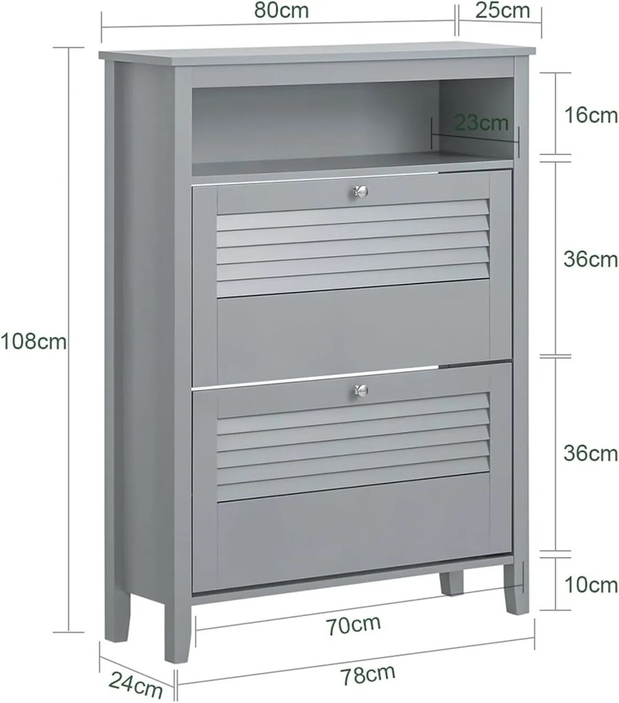 PANG10 - Pantofar 80 cm, pantofare, depozitare pantofi, mobilier hol - Gri