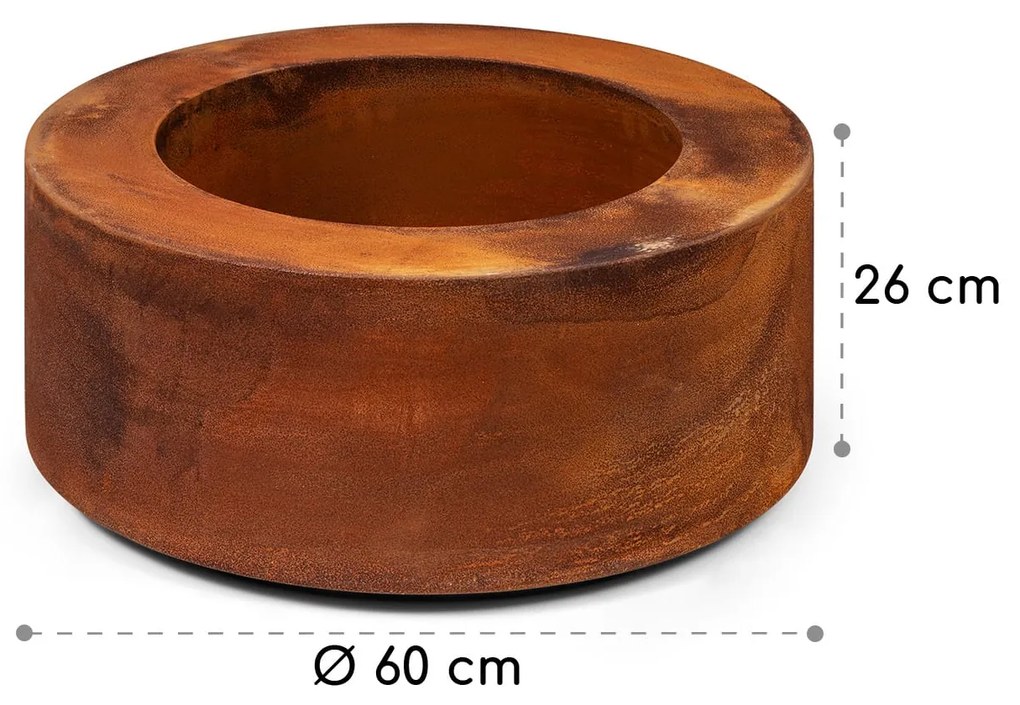 Desert Rust Round, șemineu, ghiveci, oțel, Ø 60 cm, aspect ruginit