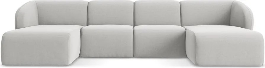 Colțar gri deschis cu tapițerie din catifea (în formă de "U") Lani – Makamii