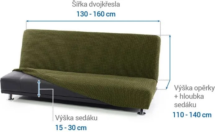 Nueva Textura Huse care se întind foarte bine NIAGARA verzi 2fotoliu cu manere de lemn (l. 130 - 160 cm)
