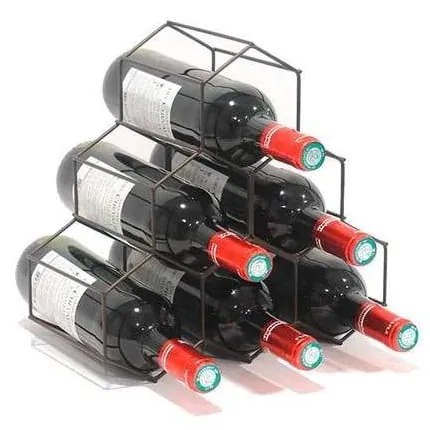 Suport metalic pentru sticle de vin Compactor, negru