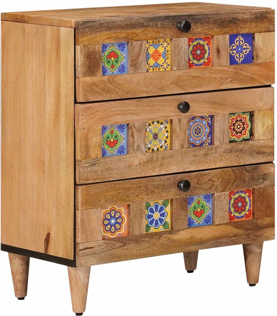 vidaXL Dulap de noapte natural 50 x 33 x 62 cm Lemn de mango solid