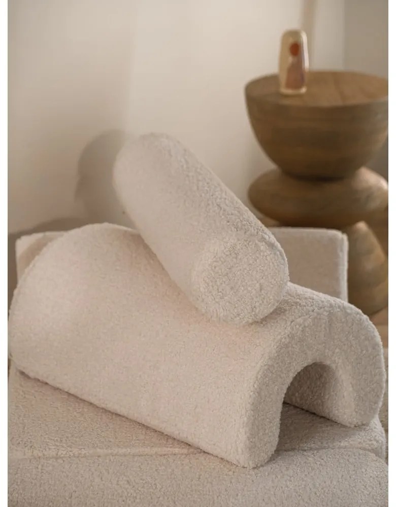 Fotoliu pentru copii crem cu tapițerie din țesătură bouclé Flipster – Wigiwama