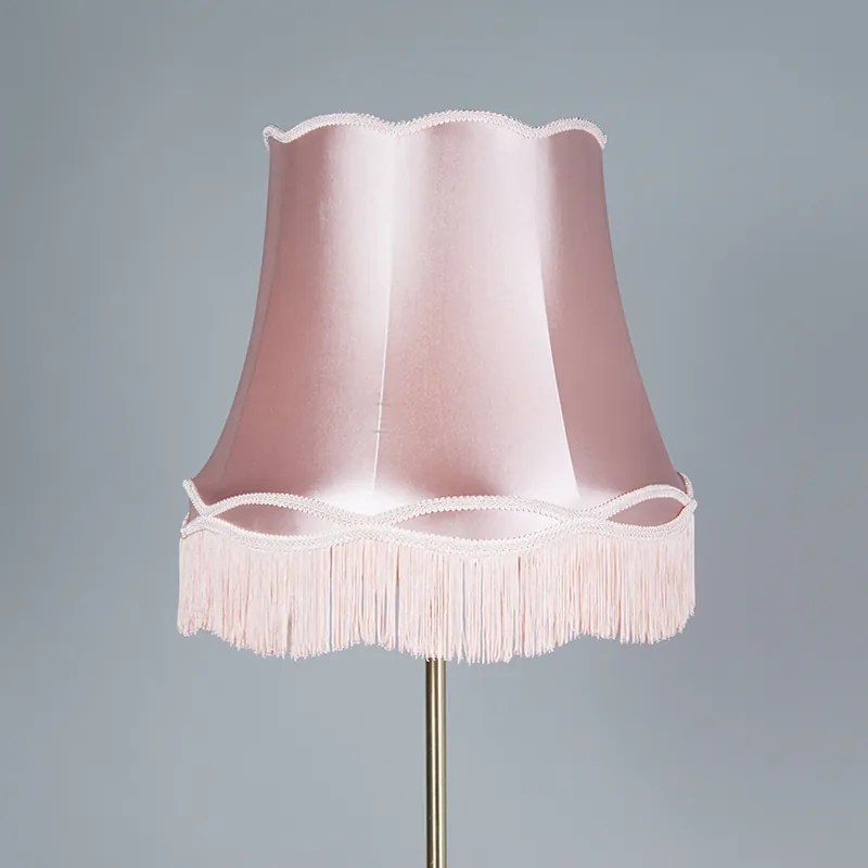 Lampă de podea retro din alamă cu abajur Granny roz 45 cm - Kaso